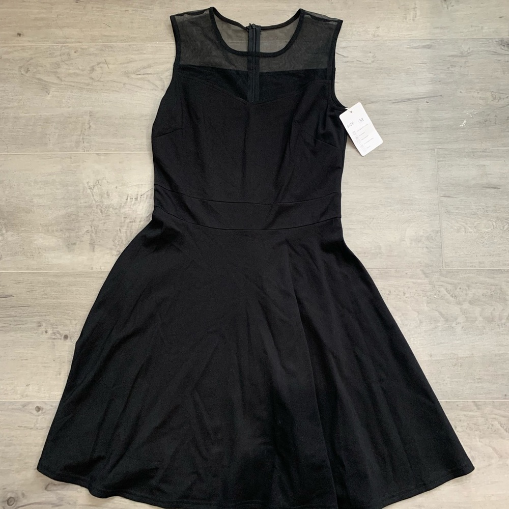 Mesh Top Little Black Dress - Size M